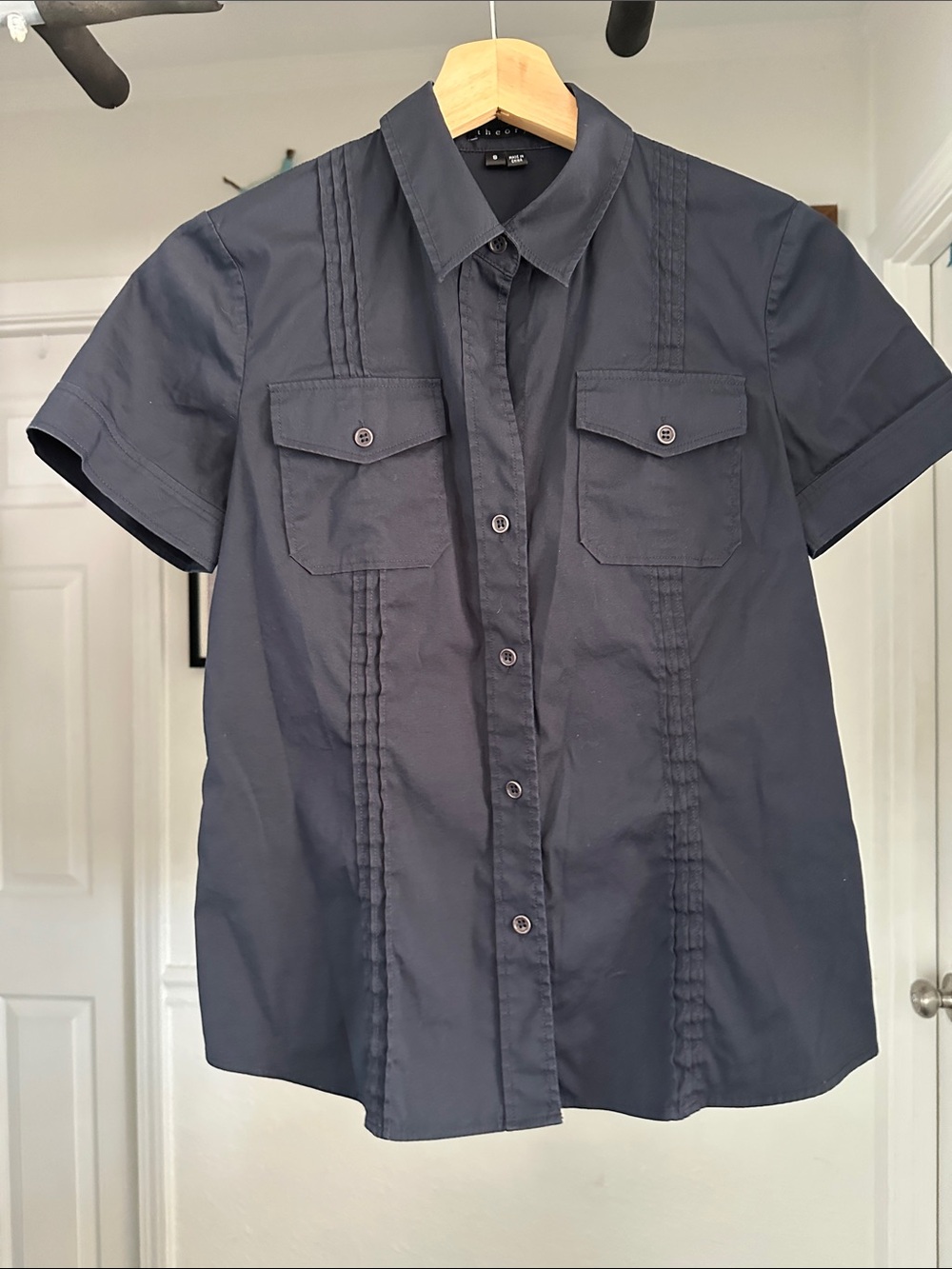 Theory Women's Black Button-Down Shirt - Small
